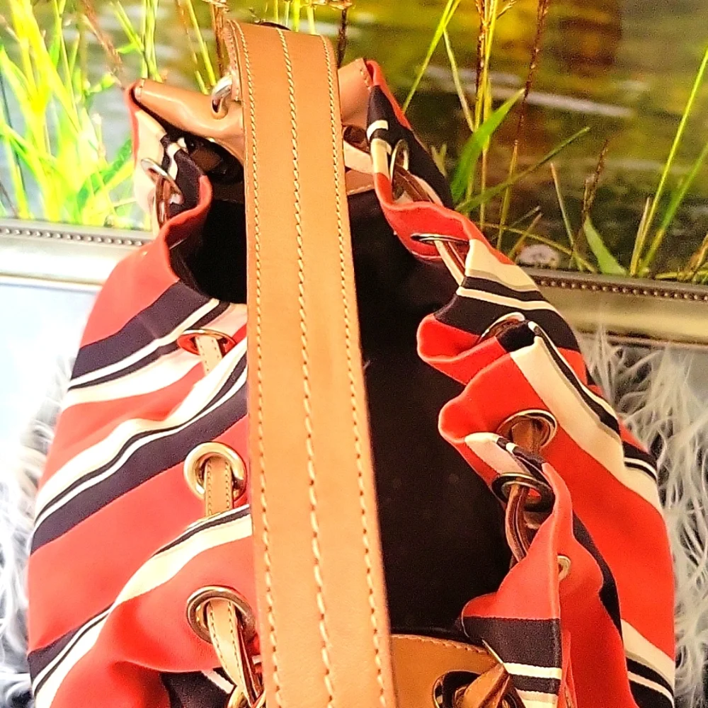 Kate Spade Striped Red, Black & White Stachel Carryall Handbag - Picture 7 of 9